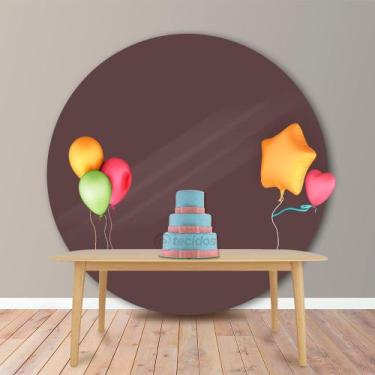 Imagem de Painel Redondo em Tecido Oxford Marrom Chocolate Liso, 1,20