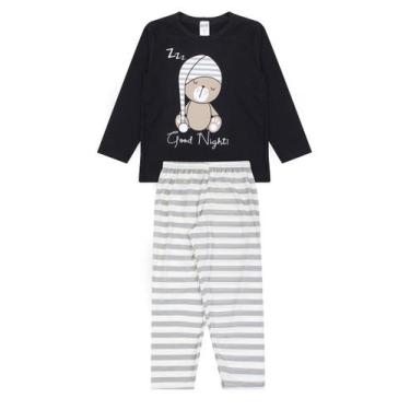 Imagem de Pijama Infantil Masculino Inverno Good Night - Hey Kids Preto - HeyKid