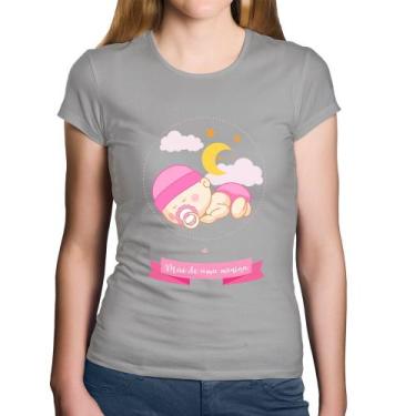 Imagem de Baby Look Algodão Mãe de uma menina - Foca na Moda, Cinza, GG