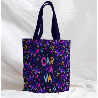 Imagem de Bolsa Sacola Artesanal de Tecido Carnaval Máscaras Neon - Fabrika da F
