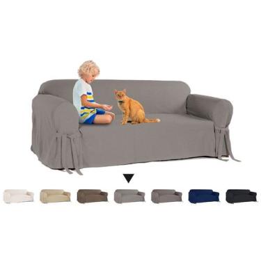 Imagem de Capa De Sofá De 2 Lugares Com Laços Ajustáveis Em Gorgurão - NIRVANA ,