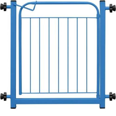 Imagem de Portão Portãozinho 69cm Pet Portátil Dobrável Azul Com Prolongador - A