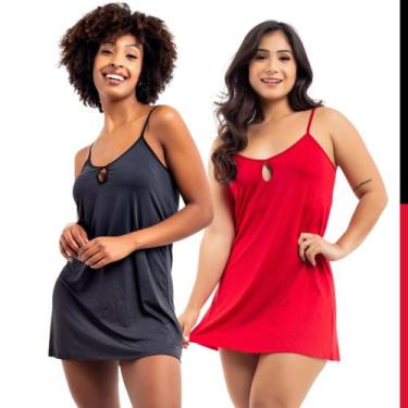 Imagem de Kit 2 Camisolas Curta de Dormir Pijama Feminino sem Bojo - Viére, P, V