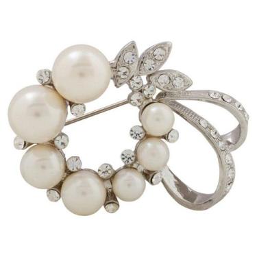 Imagem de Broche Strass e Pérola Prateado BRG4885 - Akasaki