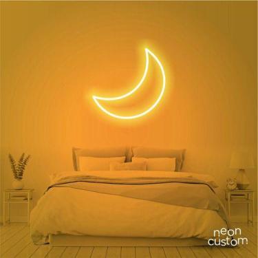 Imagem de luminaria letreiro Neon Led Lua 60x60 luminoso decoração p/ selfie - N