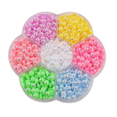 Imagem de Kit Estojo Meia Perola 750 Peças Coloridas 6mm Artesanato - Armarinhos