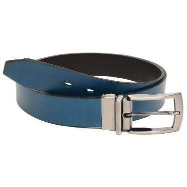 Imagem de Cinto De Couro Masculino Dupla Face Azul E Preto 0403 - Madok, 105