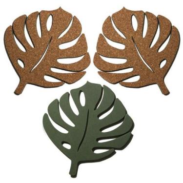 Imagem de 3 Descanso Suporte De Panela Travessa Folha Cortiça Natural - IDEALIZA