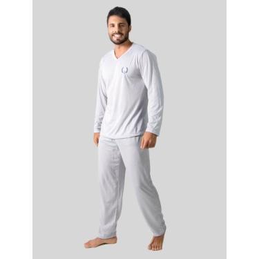 Imagem de Pijama Masculino Longo Básico Manga Longa Para Dormir RLC Modas, Cinza