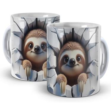 Imagem de Caneca Branca Animais 3D - Bicho Preguiça