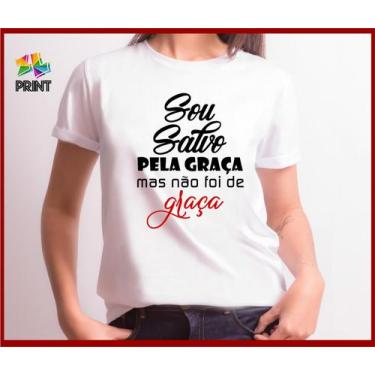 Imagem de Camiseta Adulto Sou Salvo Pela Graça Mas Não Foi de Graça Est. Adam - 