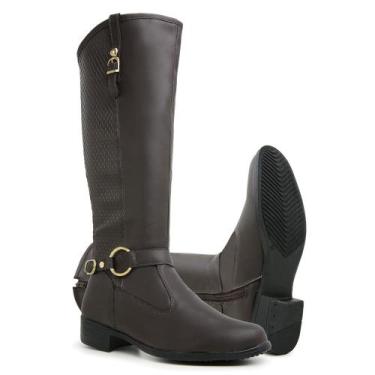 Imagem de Bota Feminina Casual Cano Longo Alto Over The Kneen Salto Baixo Confor