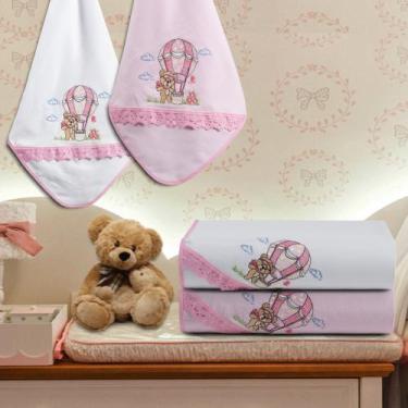 Imagem de Kit 2 Cueiro Manta Flanelado Bordado Luxo Bebê Maternidade - Raga Deco