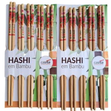 Imagem de Kit 10 pares de Hashis Decorados em Bambu 24 cm - Chopticks, 1
