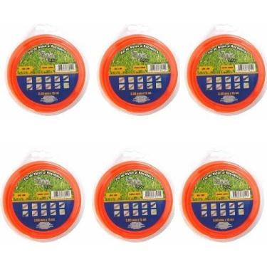 Imagem de 6 Fio De Nylon Grama 3,0mmx15 Metro Roçadeira Perfil Redondo - Spin