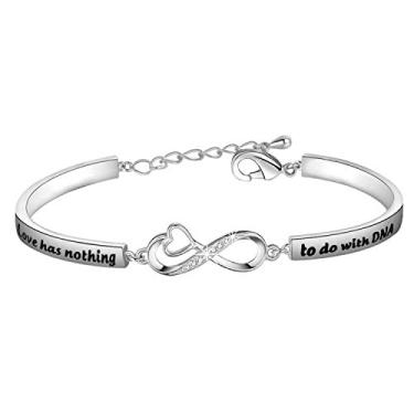 Imagem de CENWA Joia Step Parent para crianças pequenas, Love Has Nothing to Do with DNA Ziron Bracelet Daughter/Mother in Law Jewelry Gift, Metal,