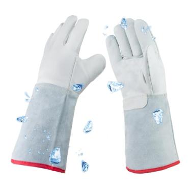 Imagem de Luvas criogênicas de baixa temperatura LN2 Nitrogênio Líquido Congelador Luvas Cryo para Gelo Seco Nitrogênio Líquido Armazenamento Frio 17,8 pol. / 36 cm