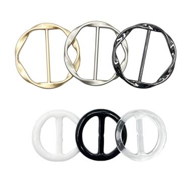 Imagem de Anel de cachecol e slides para cachecóis, camisetas, prendedores de gravata para mulheres, camisa, modelador de cintura, apertador, para camiseta solta, roupas, cachecol, fivela, Metal, Sem pedras preciosas