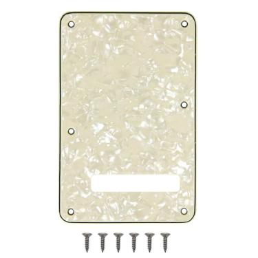 Imagem de Placa traseira de guitarra com 6 furos Strat Tremolo para Fender USA/Mexican Standard Stratocaster (pérola creme)