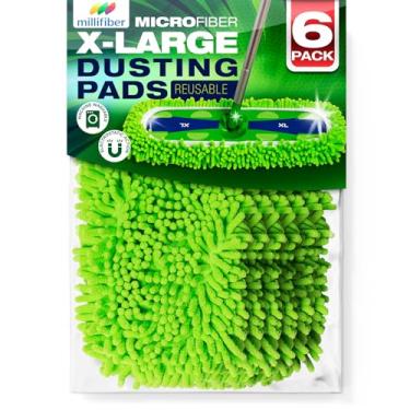 Imagem de Millifiber Refil de esfregão de poeira extragrande para esfregão Swiffer XL (pacote com 6) - Refil seco resistente de microfibra para animais de estimação - Almofada reutilizável (esfregão não