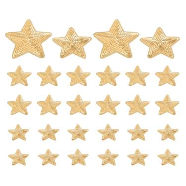 Imagem de PATIKIL Retalhos de lantejoulas com estrela de ferro, 28 peças costuradas em aplique bordado lantejoulas glitter remendos para sapatos faça você mesmo, roupas, chapéus, mochilas, fantasia, ouro