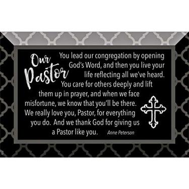 Imagem de Placa de vidro pastor com citações inspiradoras 10,16 x 15,24 cm - Decoração clássica de mesa | Cavalete traseiro | You lead Our Congregation by Opening God's Word, and Then you Live Your Life Reflecting All We Heard