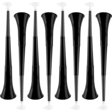 Imagem de Cagemoga 8 Pack 24 Inch Collapsible Vuvuzela Stadium Horn Plastic Cheering Blow Horn Trumpets Noisemakers for School Sports Events Sports Party Supplies (Black)