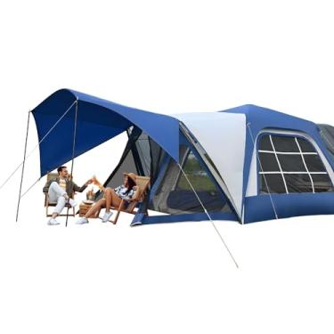Imagem de H&ZT Tenda SUV enorme 2 em 1 para 6 pessoas, barraca de porta traseira com varanda, 25 x 25 m, anexo para SUV carro com tela de 1,8 x 18 m, vestíbulo, varanda