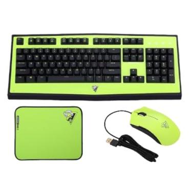 Imagem de Rantopad - Combo de Teclado Mecânico Preto para Jogos e Mouse/Mousepad - Durável, Alto Desempenho e Controle de Precisão - Amarelo Neon