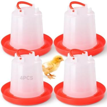 Imagem de Toyosport rutin + bebedouro para pintinhos com 4 unidades, comedouro para aves de 1l, bebedouro para aves com alça, dispensador de água para frangos, comedouro de galinheiro para galinhas, p