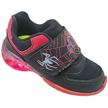 Imagem de Tênis Led Infantil Luzinha Masculino Kid Star Homem Aranha Cor:Preto;Tamanho:28