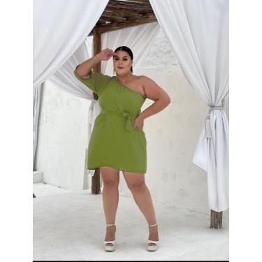 Imagem de Vestido feminino plus size mula manca com faixa  - vitra, G2, Verde pi