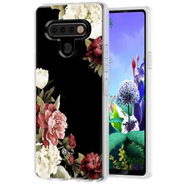 Imagem de Ueokeird Capa de telefone para LG K51 (versão 2020), para LG K51 para meninas, fina, à prova de choque, transparente, estampa floral, macia, flexível, TPU, capa protetora traseira para LG K51 (flor de
