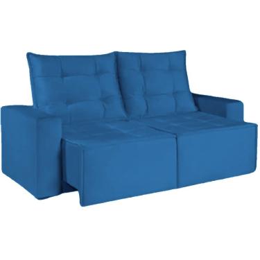 Imagem de Sofá Macaé 3 Lugares Retrátil e Reclinável Tecido Suede 190cm União Cor Azul