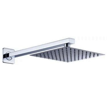Imagem de Ducha Quadrada Slim 20x20cm com Braço 40cm Inox Prata Domum