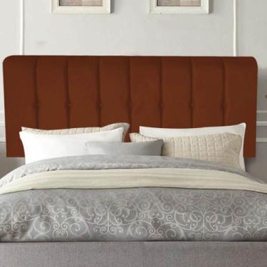 Imagem de Painel Estofada Kiara 90cm Solteiro Box Quarto Suede Terracota Telha -
