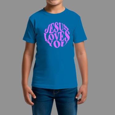 Imagem de Camisetas Infatil Básica Moda Cristã Manga Curta Gola Redonda Jesus Lo