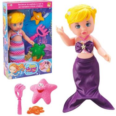 Imagem de Boneca Bee Hugs Sereia Brinquedo Acessórios Praia Meninas - Bee Toys