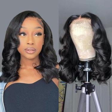 Imagem de Peruca Bob Wig Douyin Body Wave 14 Polegadas - Cabelo Humano 180% de D