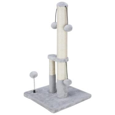 Imagem de Rascunhador para Gatos Dimaka - Duplo, Alto (66cm), Cinza
