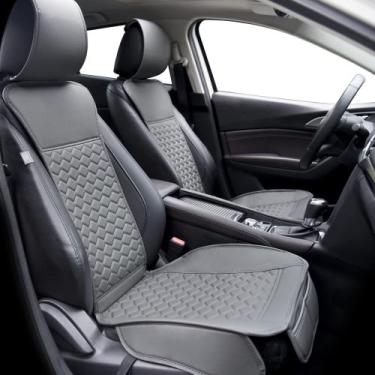 Imagem de Capas de Assento de Carro Elantrip - Couro Universal Cinza (2 Peças)