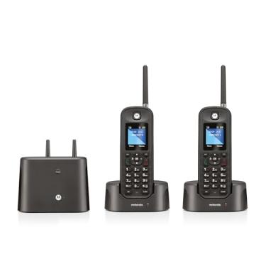 Imagem de Motorola Telefone sem fio de longo alcance O212 DECT 6.0, resistente à água e poeira, certificado IP67, preto, 2 aparelhos