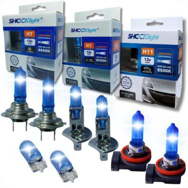 Imagem de Kit par lâmpadas para farol alto baixo milha e lanterna h1 h7 h11 e t1