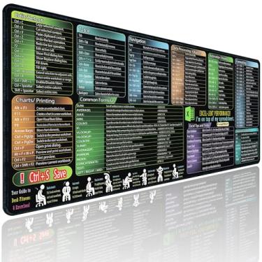 Imagem de Tapete de mesa para folha de referências Excel, mousepad grande de atalho Excel, mouse pad para jogos, tapete de teclado para planilha de escritório de PC, EDG costurado antiderrapante, mais de 200