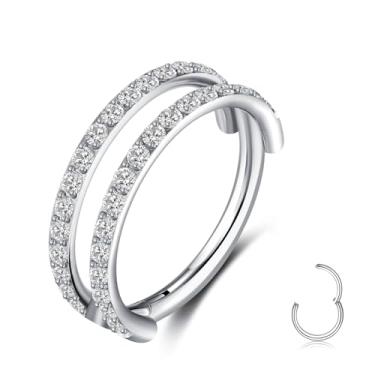 Imagem de MissNity Helix Piercing Jewelry 16G 8 mm, ASTM F136 titânio CZ cartilagem brincos argolas empilhadas clicker para mulheres e homens, anéis de nariz G23, argola de septo, clicker articulado