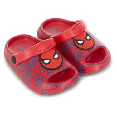 Imagem de Marvel Tamanco infantil de EVA do Homem-Aranha – Sapato de EVA moldado com bico aberto para meninos e meninas com Homem-Aranha, Capitão América e Homem de Ferro, Vermelho, 7 Little Kid