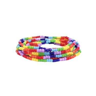 Imagem de QRH Pulseira de orgulho arco-íris empilhável boêmio para mulheres e homens, pulseiras elásticas com contas de orgulho gay LGBT Rainbow Parade, bijuteria de amizade, Stretchy Size, Resina, Sem Pedra