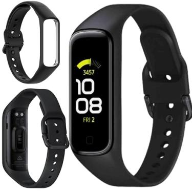 Imagem de Pulseira Compativel Para Smartband Fit 2 R220 Galaxy Cor Preto de Silicone Resistente Selo de Qualidade Fecho da Pulseira Em Silicone Premium Alta Durabilidade