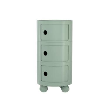 Imagem de Mesa de cabeceira redonda com armazenamento, mesa lateral de estilo moderno, armário pequeno com 3 gavetas para sala de estar, quarto, banheiro (verde Matcha)