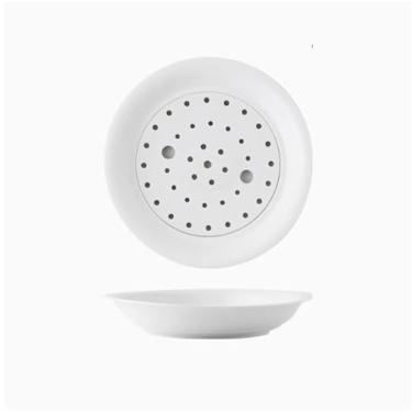 Imagem de Kamelar.Lava Prato de bolinho de cerâmica branca de 25,4 cm, prato duplo com prato poroso, prato de bolinho chinês, prato de gelo seco, prato de frutas, prato de sashimi.